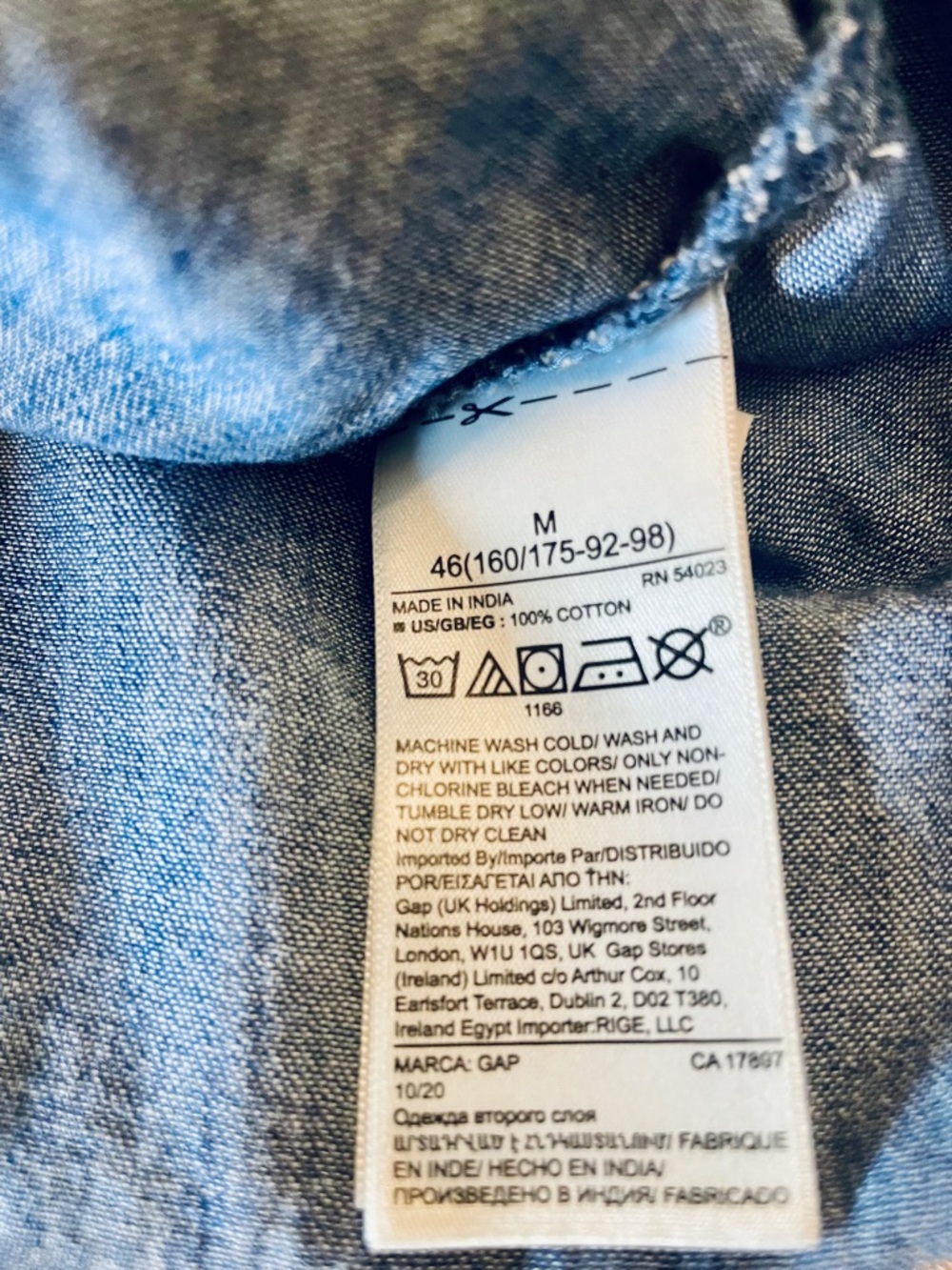 GAP Blue Denim Button-Front Midi Shirt Dress with Tie Waist - Picture 6 of 9